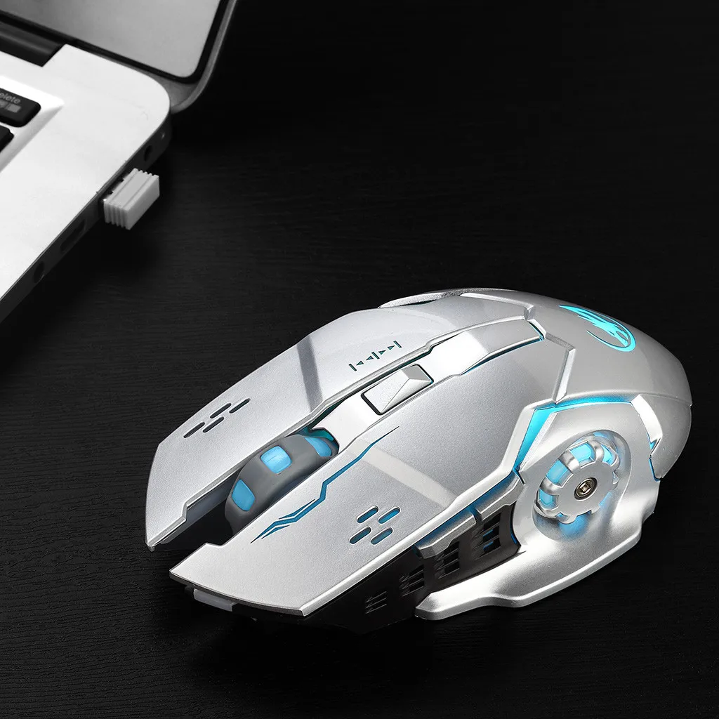 Беспроводная мышь с зарядкой, Беспроводная игровая мышь с 6 кнопками+ usb-приемник с подсветкой, беспроводная мышь для геймера, для ПК, ноутбука, 411#2