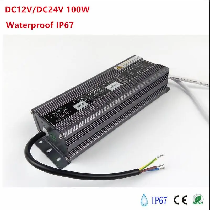 DC12V 8.33A 100W Aluminum LED Driver Lighting Transformer AC110-260V Switching Power Supply Adapter Waterproof for Strip | Лампы и