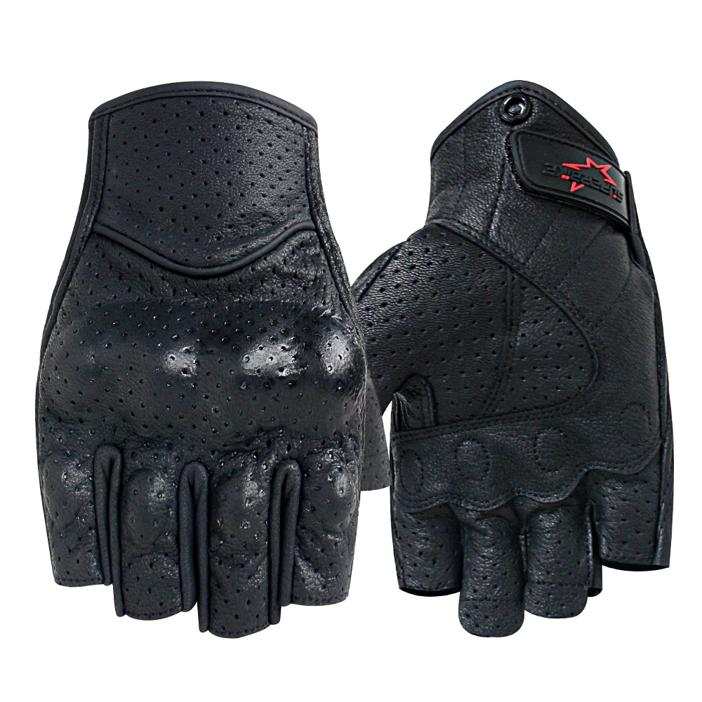 Мотоциклетные перчатки без пальцев кожаные летние для мужчин и женщин скутера