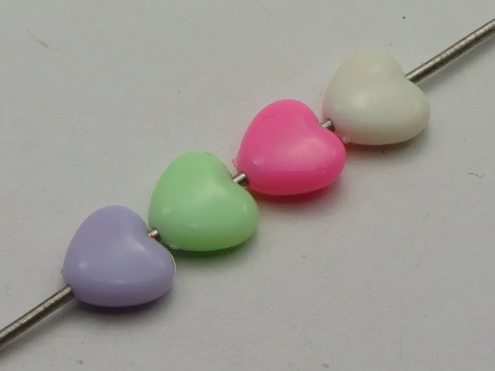 100 Смешанная пастель цветные акриловые милые бусины с сердечками 12X11mm | Украшения