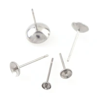 34568mm stainless steel earring post stud steel color convex needle cup cap for stud earring pin findings diy jewelry making