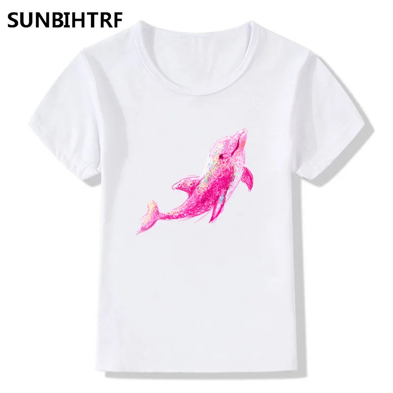 Красивая футболка для девочек и китов детская белая с короткими рукавами детские