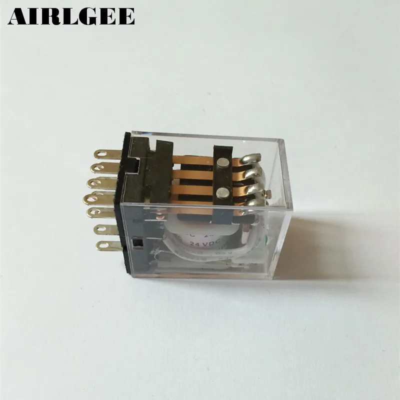 JQX-13F MY4 DC 24V Катушка 14-Pin 4PDT зеленое светодиодное электромагнитное реле Бесплатная