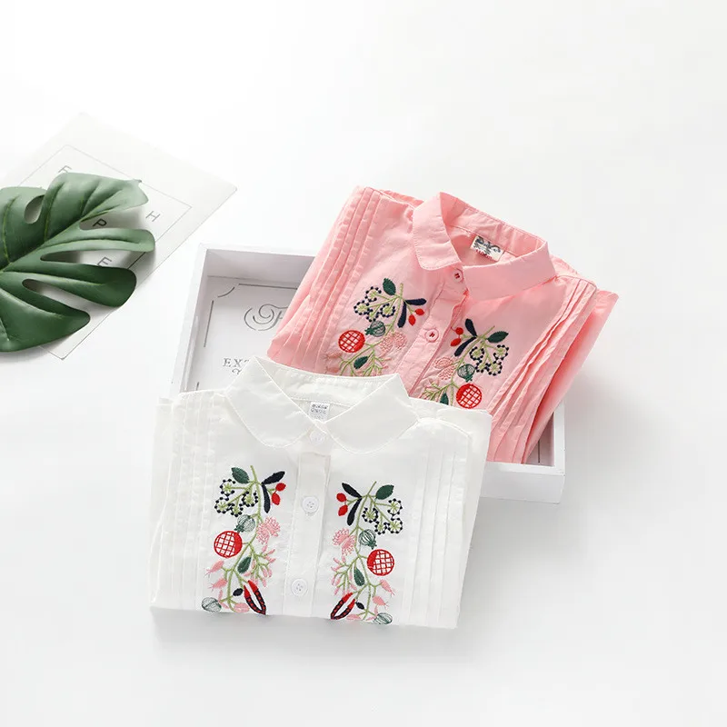 Новинка 2019 весенние блузки для девочек детская одежда рубашка с воротником