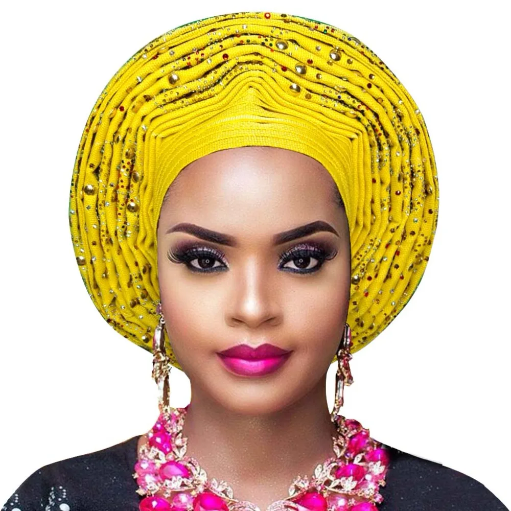Бесплатная доставка aso oke для ebi Африканский головной убор с бисером|Африканская