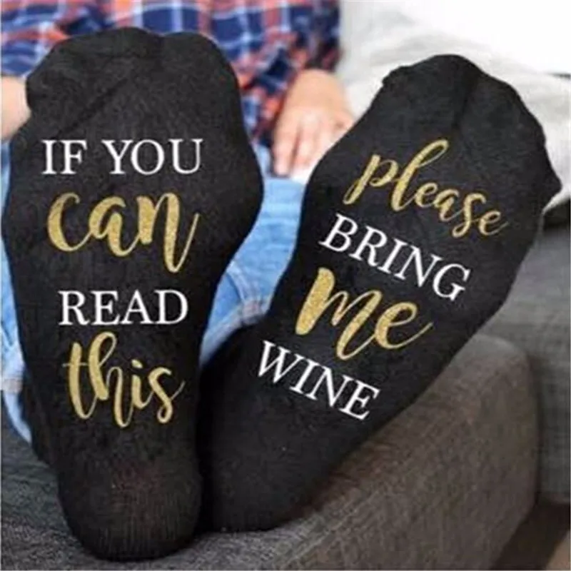 Осенние новые модные женские теплые носки если вы сможете прочитать