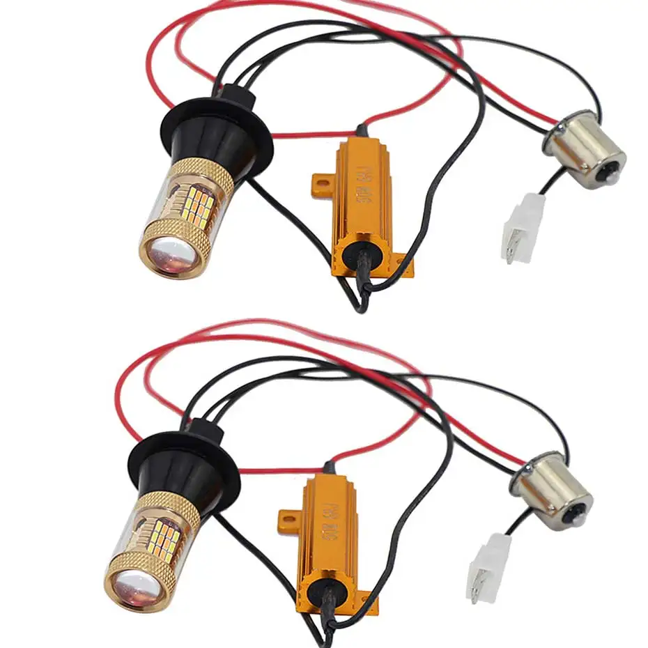 DRL указатель поворота светильник s S25 1156 BAU15S BAY15S T20 7440 светодиодный 12V автомобильный светильник с двумя Цвет 54 SMD светодиодный сигнал поворота, стоп-сигналы H