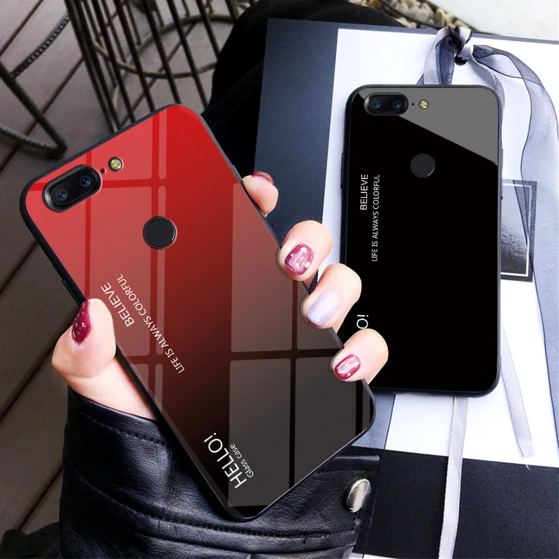 Чехол для OnePlus 5 5T роскошный градиентный жесткий чехол из закаленного стекла