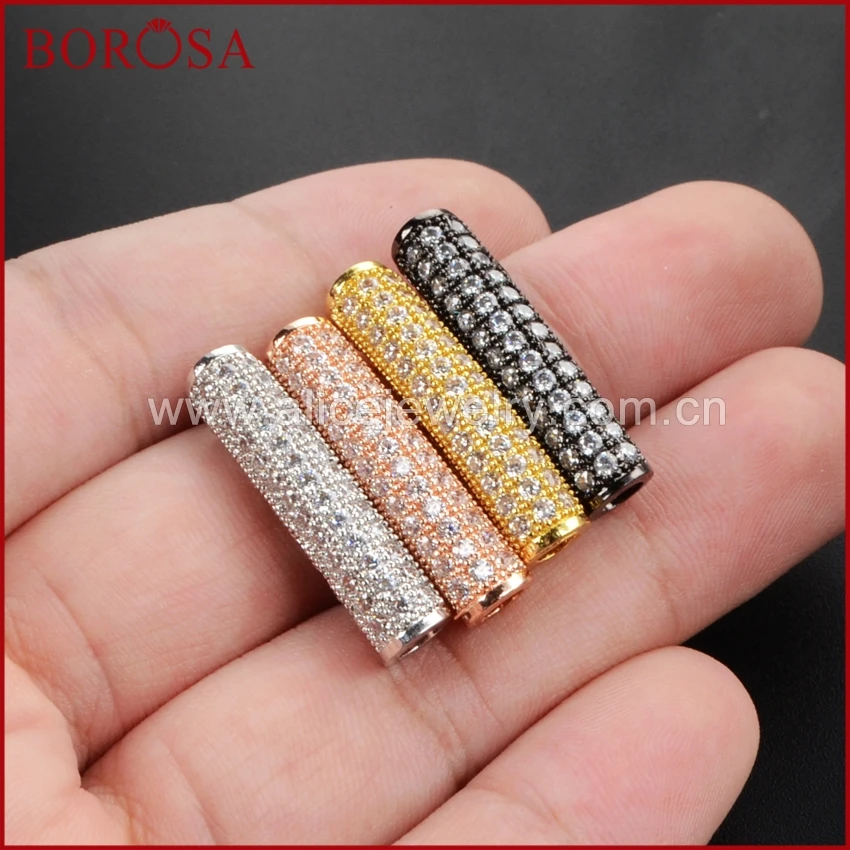 

BOROSA Cubic Zirconia Cooper Crystal Curved Tubes Beads WX043