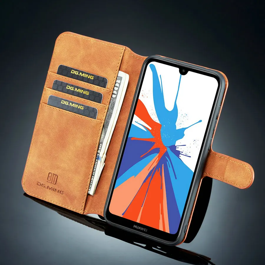 DG.MING Retro Leather Case For Huawei Y5 Y6 Prime Pro 2019 Flip Magnetic Switch Wallet Cover Y7 Y9 | Мобильные телефоны и
