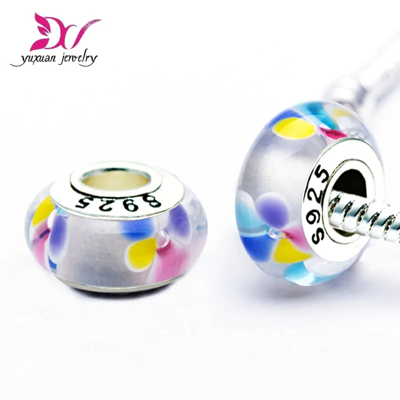 2016 S925 Стерлинговое Серебро Красочные Бусины очаровательные бусины из муранского