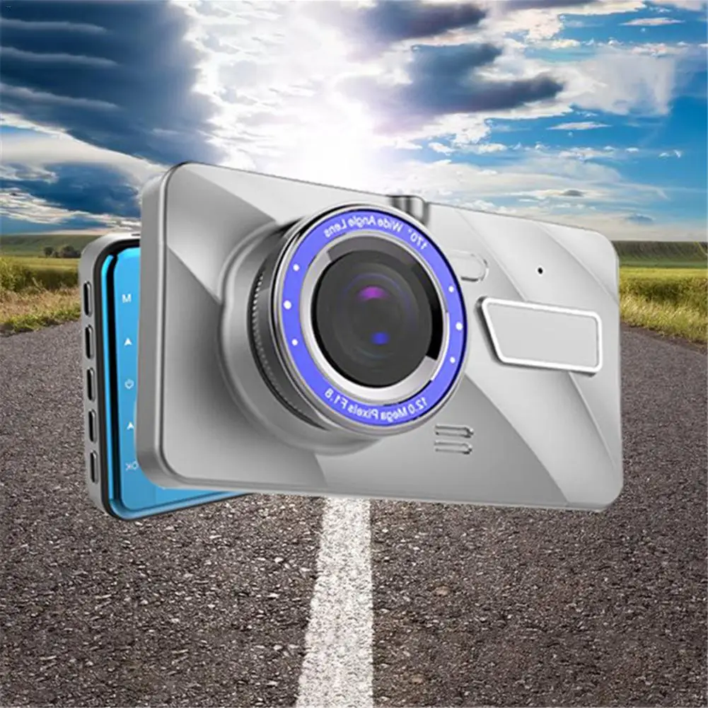 Car 4-Inch HD Screen Driving Recorder Double-Lens Night Vision Alloy Rear Double DVR Camera Auto Accessories | Автомобили и