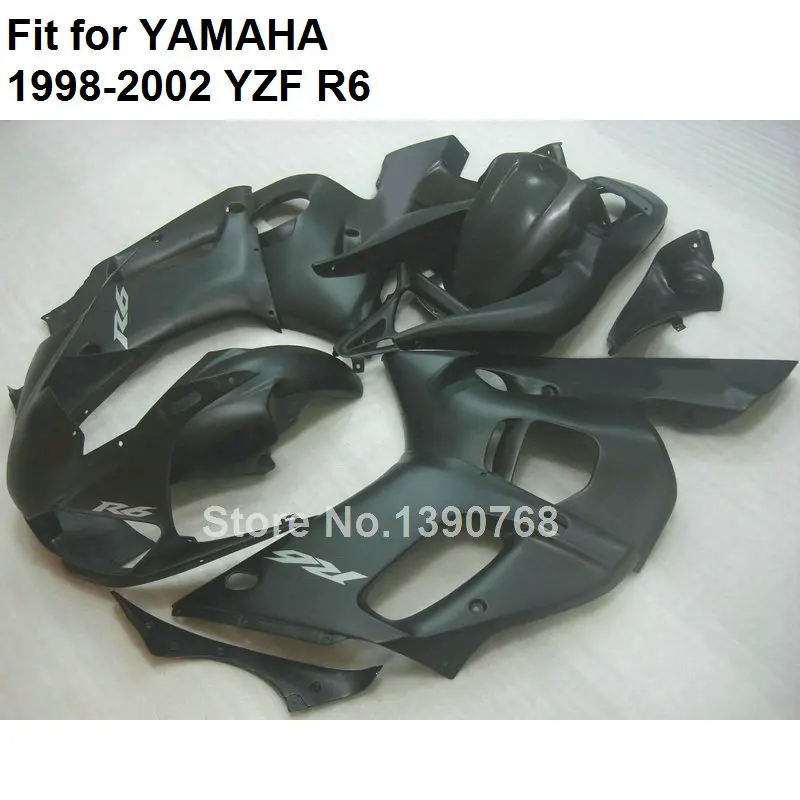 

Лидер продаж, Обтекатели для Yamaha YZF R6 1998 1999 2000 2001 2002, матовый черный пластиковый комплект обтекателей, Φ 98 99 00 01 02