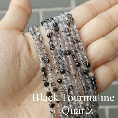 Tourmaline quartz LiiJi уникальный натуральный 3 мм Искрящийся Турмалин Аквамарин лунный камень родохрозиты ожерелье для женщин или мужчин повседневная одежда - Окраска металла: Tourmaline quartz