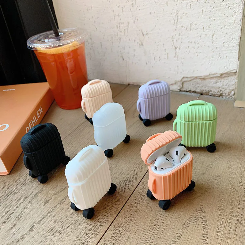 

For AirPods 2 Case Fashion Cute Suitcase Trunk Case For Airpods 2 Luggage Design Bluetooth Wireless Earphone Cover Funda