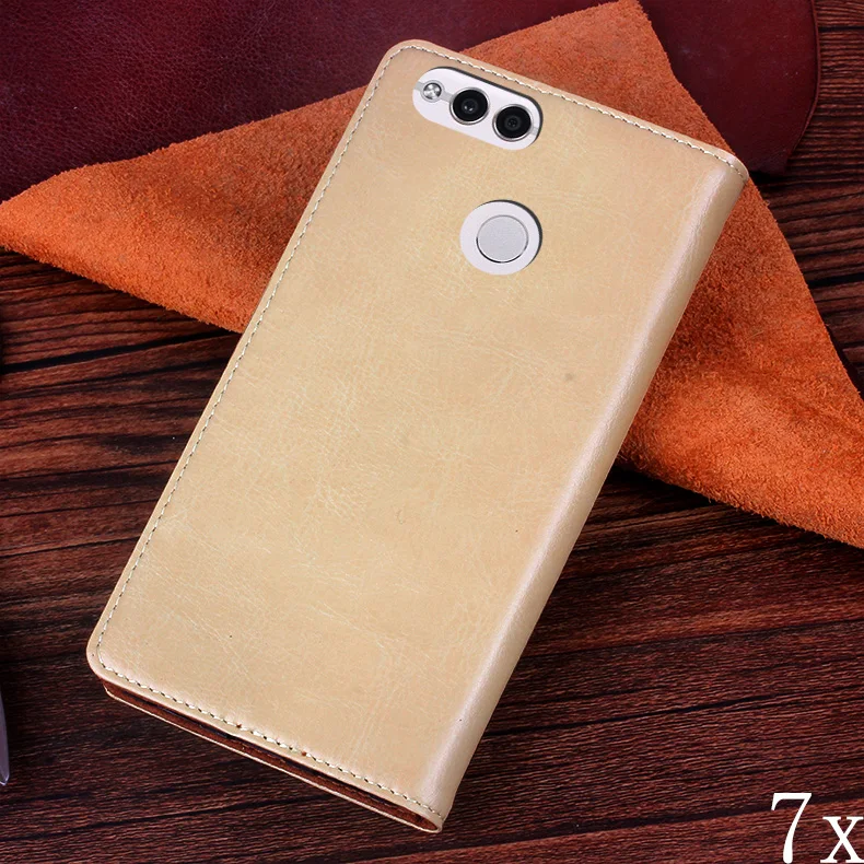 Флип-чехол из натуральной кожи с подставкой для Huawei Honor 7X роскошный мобильный