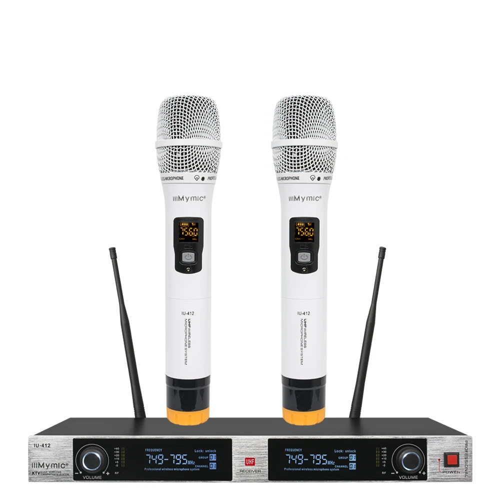 Sistema de Microfone sem Fio Mic para Festa Profissional Canais Metal Inteiro Dinâmico Handheld Karaoke Igreja Palco Barra Iu-412 2 Uhf