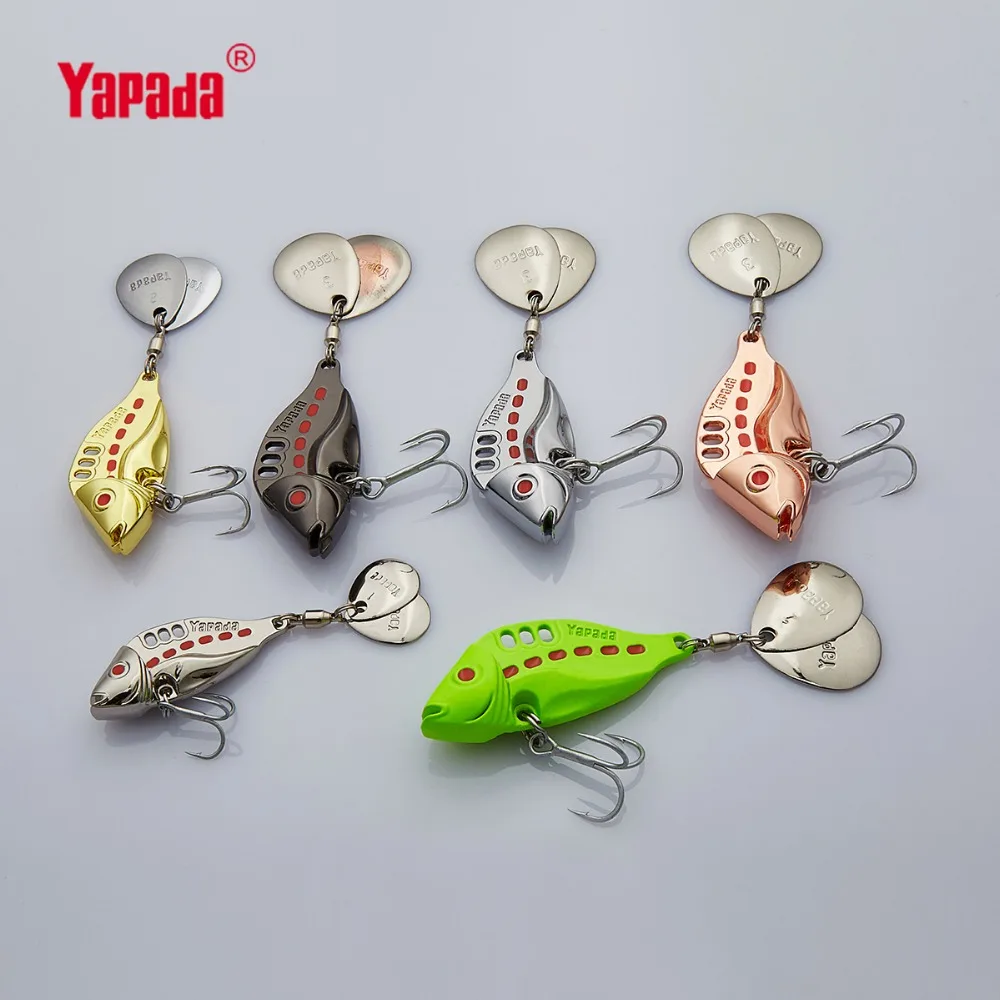YAPADA VIB 305 6 точечный тройной крючок 10 г/15 г/20 г/25 г + вращающиеся блестки 40 мм/46 мм/50
