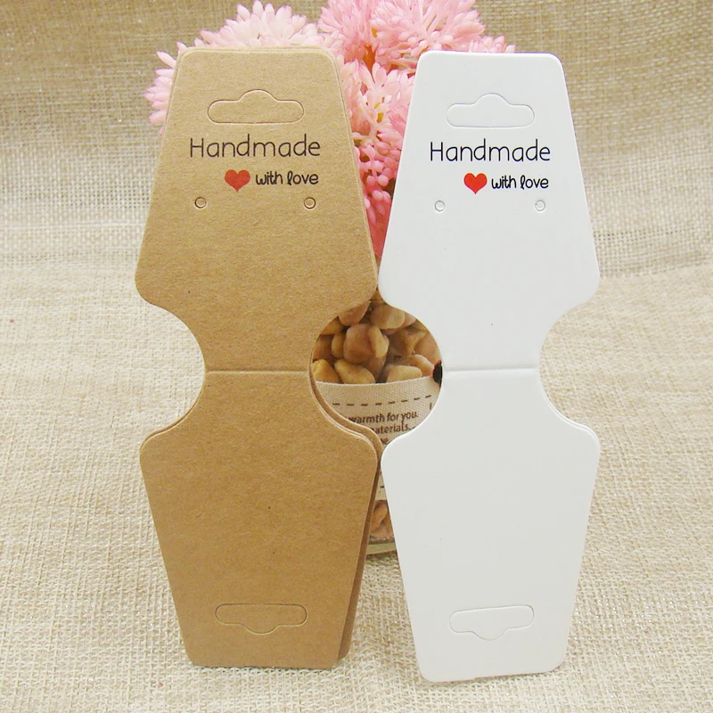 Белый/Крафт ювелирные изделия дисплей карты напечатаны ручной работы с любовью