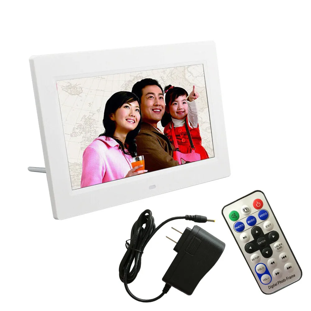 7 дюймовая HD ЖК цифровая фоторамка с будильником Slideshow MP3/4 проигрывателя 16:9 SD/MMCcard