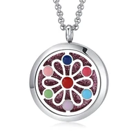 high quality seven colorful aroma diffuser necklace stainless steel pendant perfume lockets essential oil aromatherapy necklace