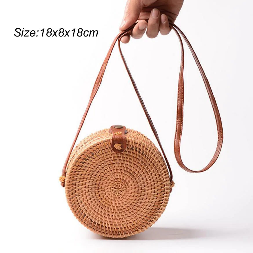 AK 033 Летняя круглая Соломенная Сумка Пляжная bolso mimbre paja Плайя sac paille rieten tas torebka wiklinowa osier verano Женская плетеная Сумка - Цвет: AK 033