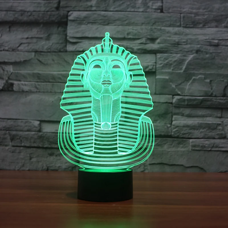 3D светодиодный Египетский Сфинкс с USB ночник Фараона 7 цветов меняющий настроение