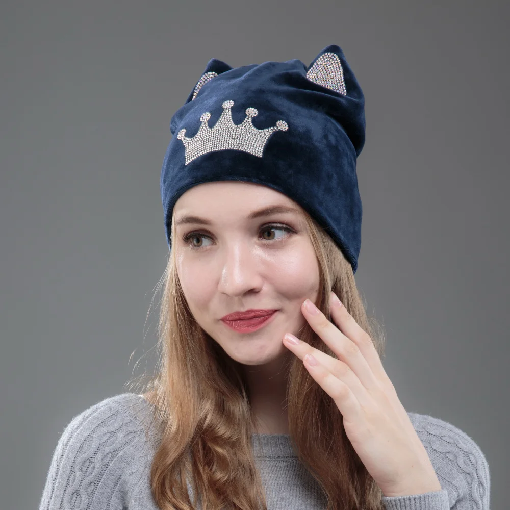 Ohcoxoc Новый дизайн Женщины шапочки Skullies принцессы для девочек Милая Осенняя