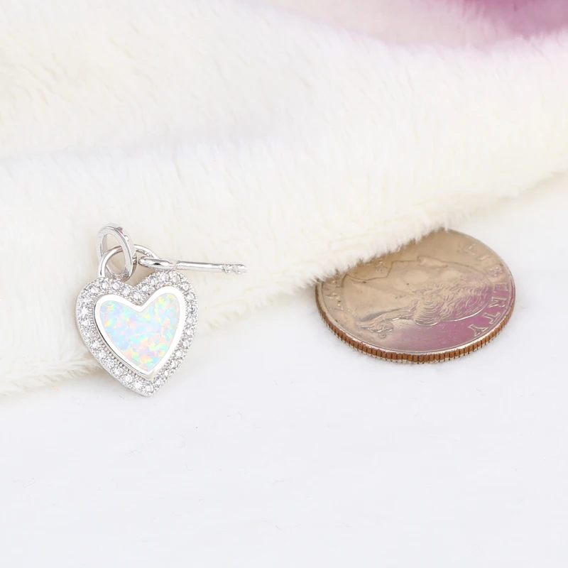 Дешевые модные изделия Сердце Ключевые Дизайн Белый огненный опал Серебро