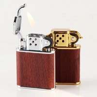 new wood pattern metal butane lighter refillable cigarette retro men gadgets bar lighters no gas