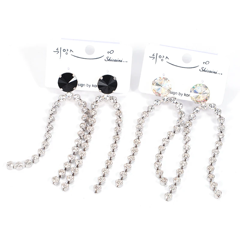 

New Fashion Black White Wedding Earrings Bride Jewelry Trendy Women Long Tassel Maxi Statement Drop Dangle Earring Party Gifts