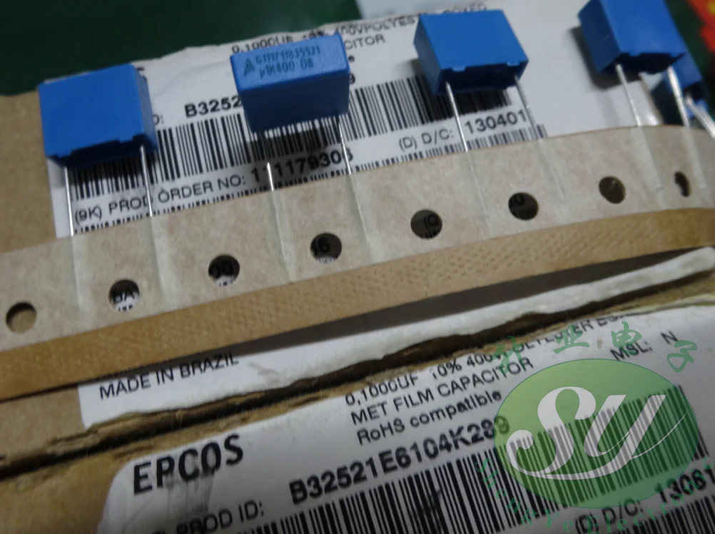 Горячая распродажа 20 шт/уп, 50 шт в наборе, EPCOS 0,1 мкФ/400 v 100nf u1 104 10 мм пленочные конденсаторы B32521E6104K289