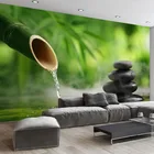Пользовательские 3D фрески обои зеленый бамбуковый камень фото обои гостиная исследование фон настенная ткань Papel де Parede 3D Sala