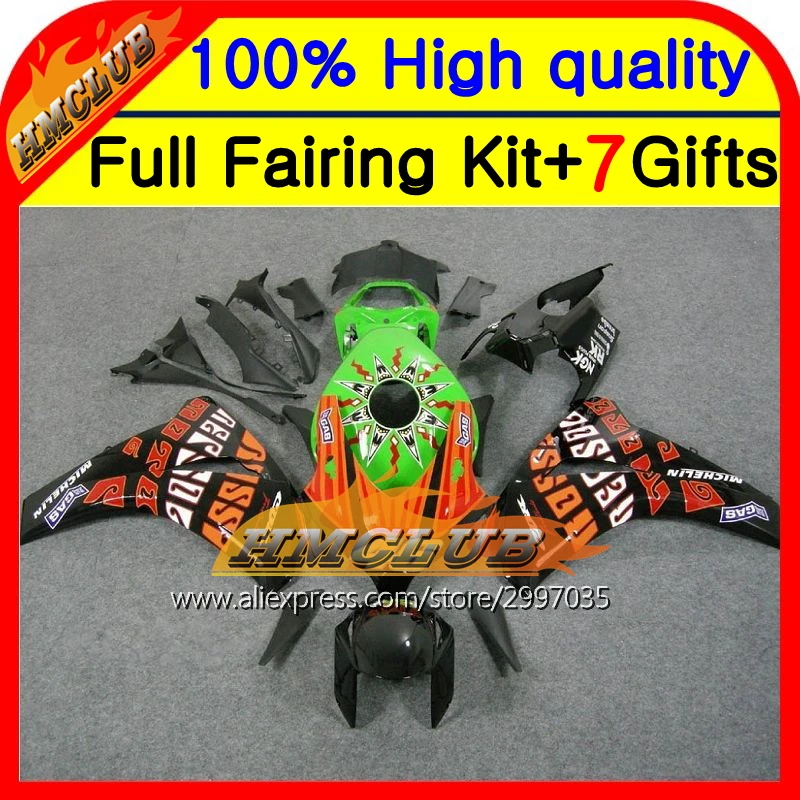 

Body orange For HONDA CBR 1000RR 1000 RR 08 09 10 11 40HM102 Green blk CBR1000 RR 08-11 CBR1000RR 2008 2009 2010 2011 Fairing