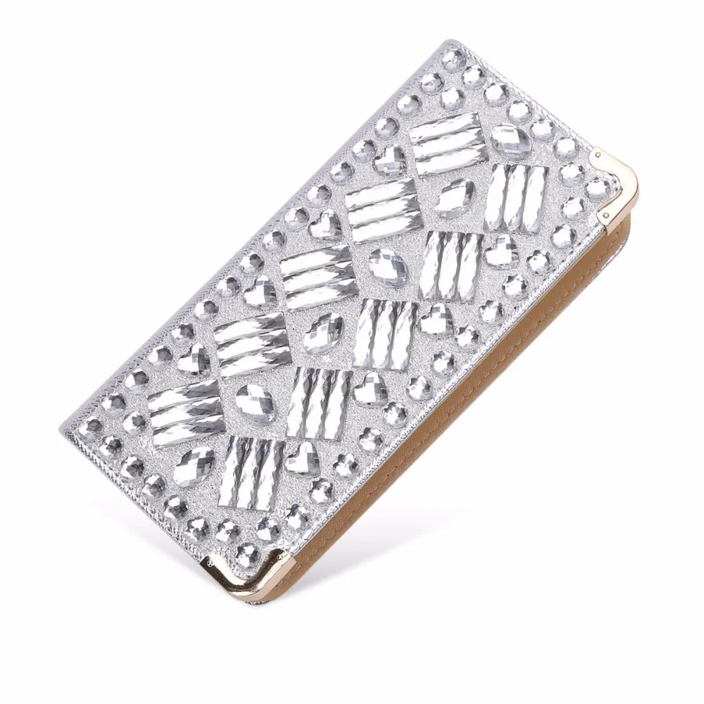 Роскошный горный хрусталь женщины кошельки лакированной кожи высокого качества