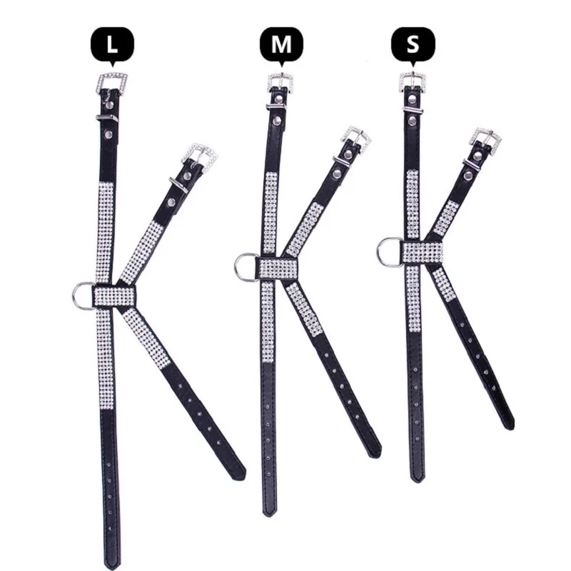 Комплект из жгута и ошейника для собак комплект искусственной кожи со стразами
