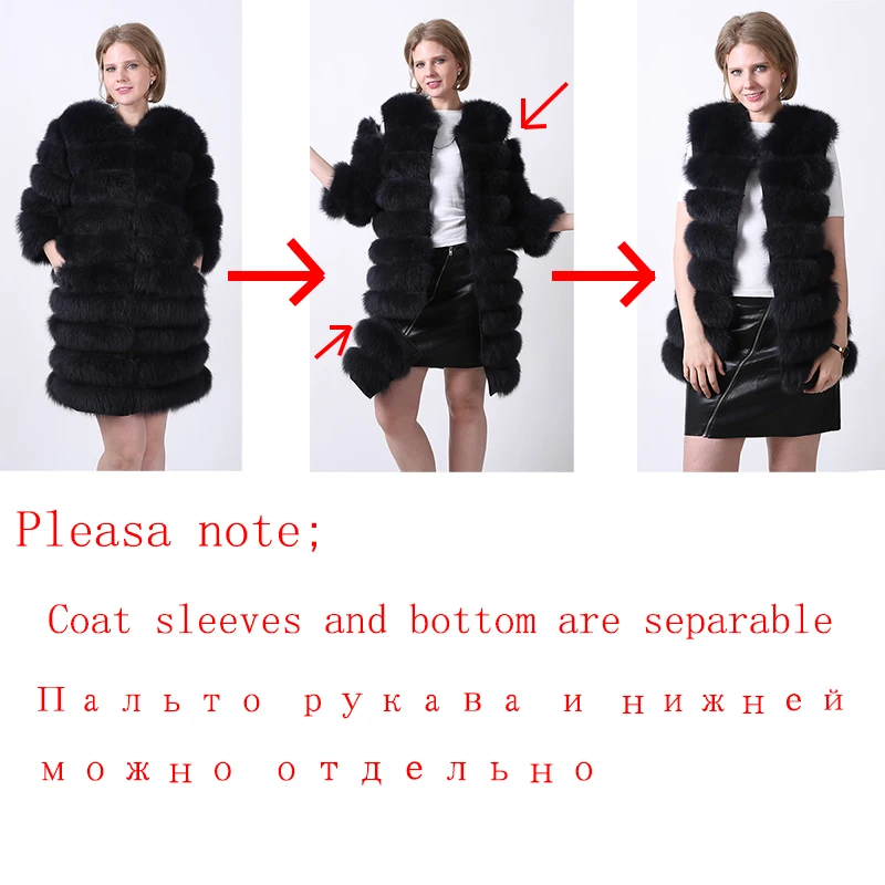 Длинная куртка с лисьим мехом теплая жилет из натуральной кожи высокого качества