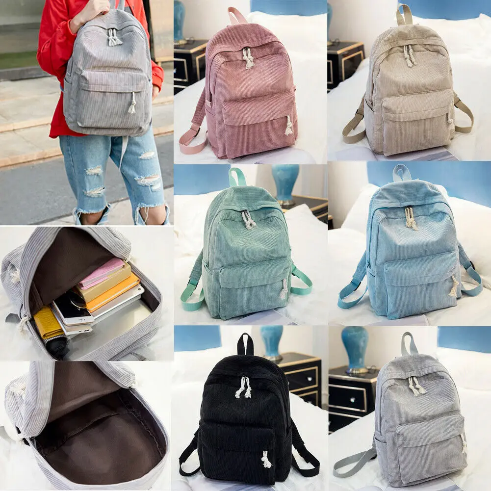 Женский рюкзак для колледжа модный однотонный холщовый дорожный сумка через