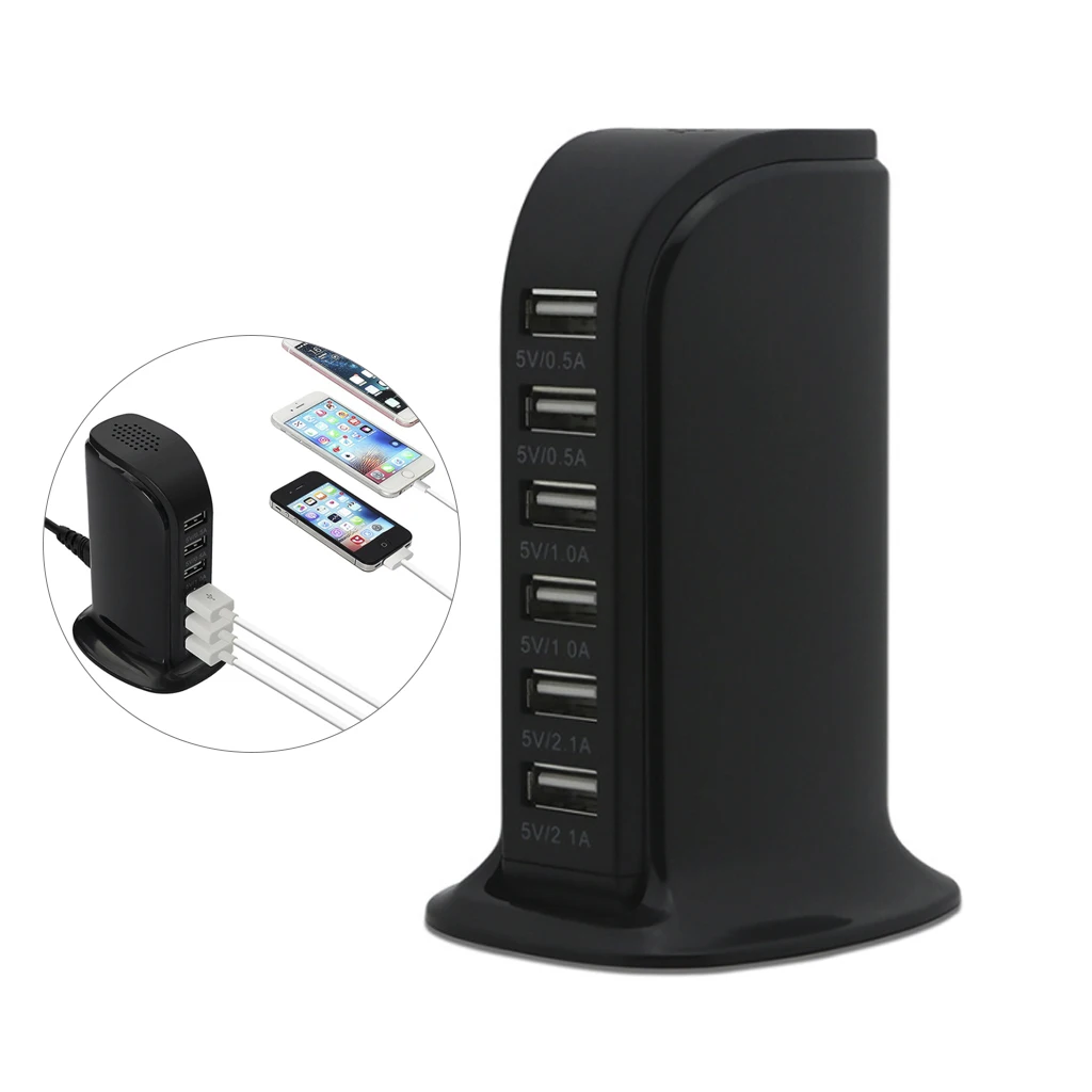 30 Вт мульти 6 портов USB зарядное устройство 6A быстрая зарядная станция Настольный