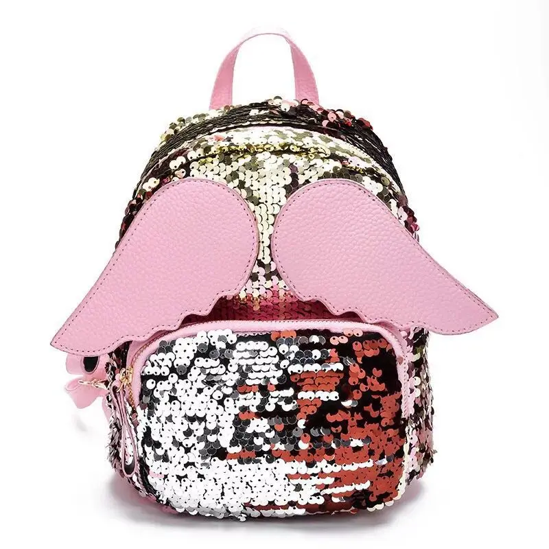 

Mini Sequins Backpack Cute Angel Wings Shoulder Bag For Women Girls Travel Bag Bling Shiny Backpack Mochila Feminina Escolar New