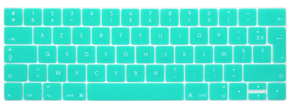 Синий French layout EU Keyboard Cover For macbook touchbar 13"15"A1990 A1989 A1707 A1706 AZERT Laptop Keyboard Protective Film - Цвет: Синий