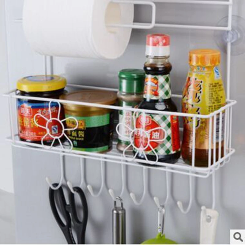 Refrigerator Rack Suction Cup Hook Shelf Multifunction Space Organizer Kitchen Holder Condiment Bottles Storage | Обустройство дома