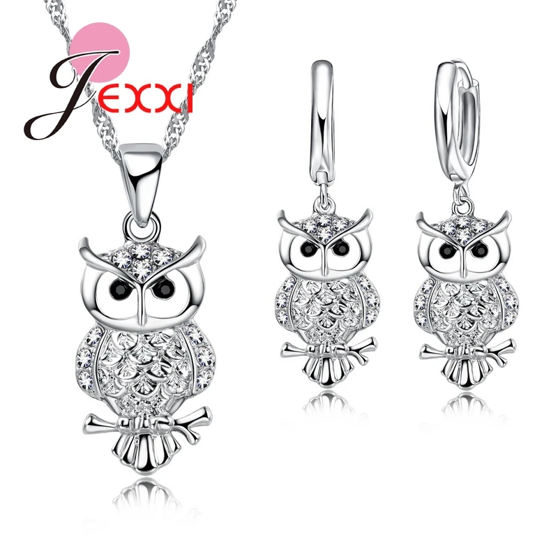 

Owl Pretty Shape 925 Sterling Silver Fashion Jewelry Set With AAA+ Cubic Zirconia Women Necklace & Earrings & Pendant