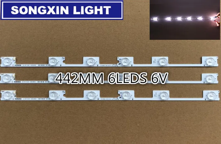 250PCS LED Strip Bar Backlight for KONKA KDL48JT618A KDL48SS618U 35018539 35018540 6 LED LIGHT(6 V) 442mm Original New