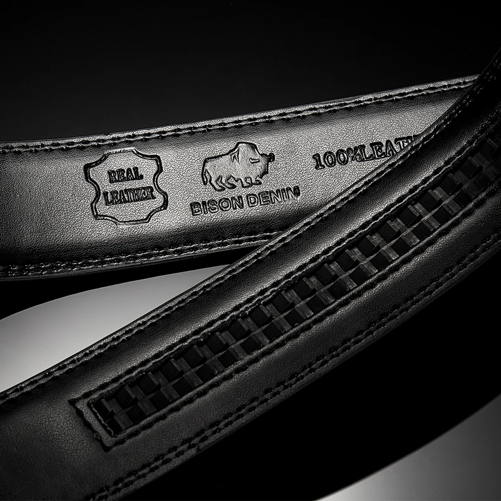 Мужской дизайнерский ремень BISON DENIM Черный Роскошный пояс из натуральной