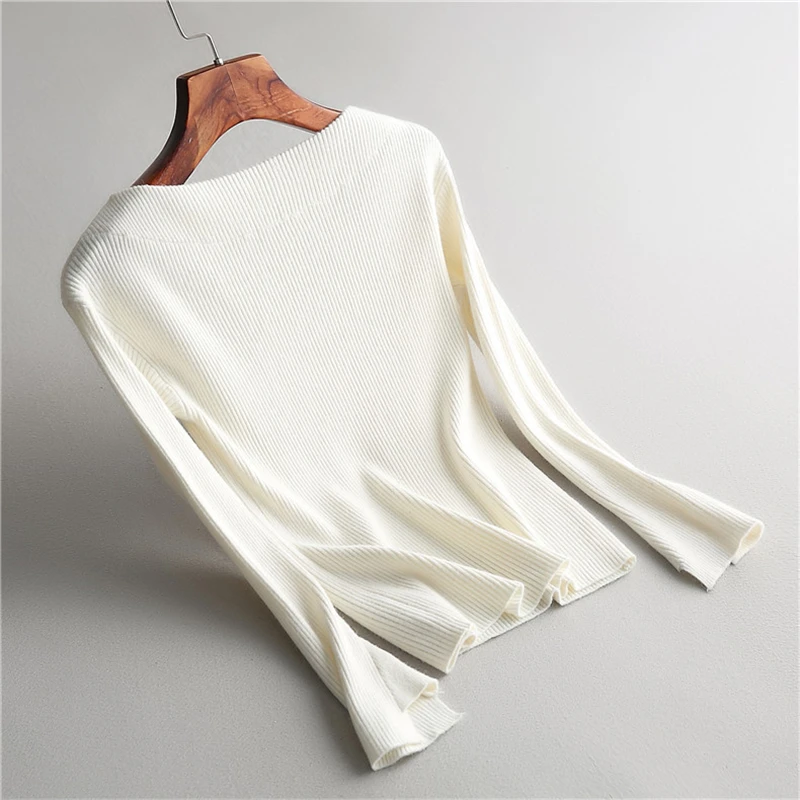 Fincati Women Sweater 2018 Winter New Arrival 9 Colors Slash Neck Long Split Sleeves Casual Tops Autumn Knitted Pullover Female | Женская