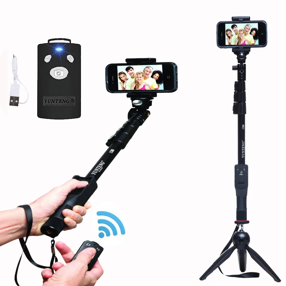 Для GOPRO DSLR камеры IOS Android смартфон Yunteng 1288 Bluetooth Выдвижная селфи-палка монопод и мини-штатив Yunteng 228