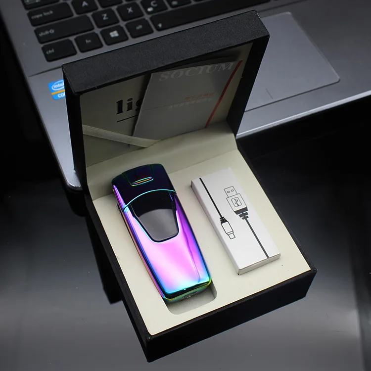 Multicolor Новинка, сенсорная двойная дуговая зажигалка с дисплеем, перезаряжаемая Металлическая USB зарядка, зажигалки, электрическая плазменная дуговая Зажигалка для сигарет - Цвет: Multicolor