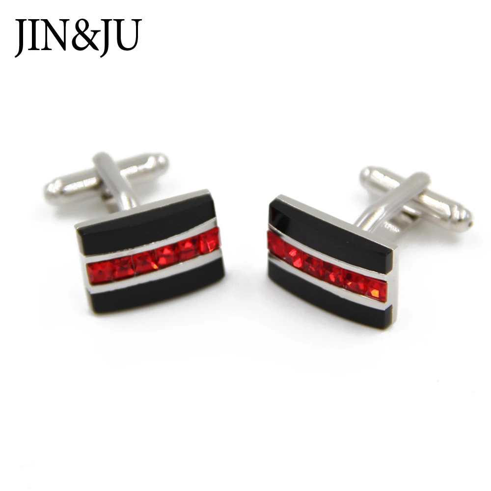Запонки JIN & JU мужские с красными кристаллами ювелирные украшения для мужчин