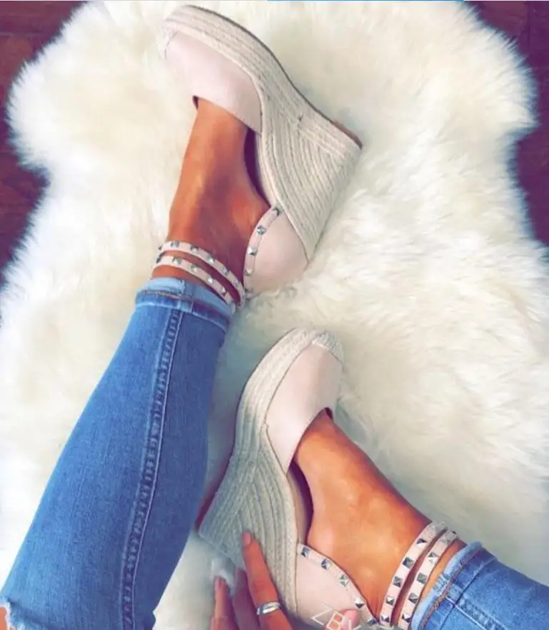 Chaussure/женские пикантные Босоножки на платформе и танкетке туфли лодочки с
